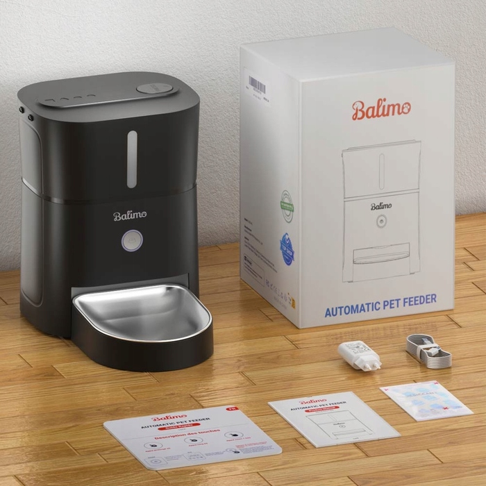 Автоматична годівниця Balimo для котів та собак з нічним підсвічуванням, чорна, 3 л