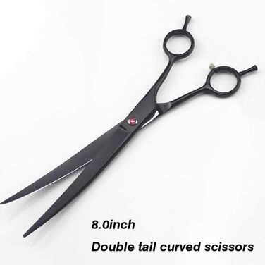 Набір професійних ножиць для грумінгу тварин QUNINE: ножиці для стрижки, гребінець, чорний колір, прямі та вигнуті леза