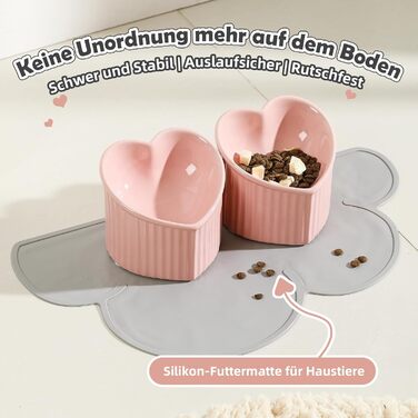 Набір мисок для котів Katzennapf Set: підняті миски, кераміка, проти слизької поверхні, набір з двох мисок, зелений & темно-зелений (рожевий & рожевий)