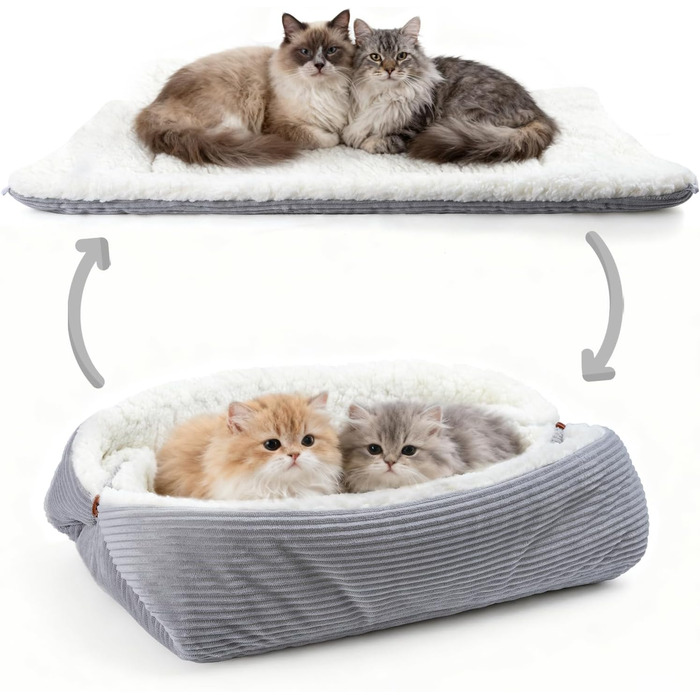М'яке ліжко для котів, 60x45 см, плюшеве, для маленьких собак та котів, 2-в-1, ліжко-подушка, ліжко-лежанка, гніздо (XL:105x75 см)