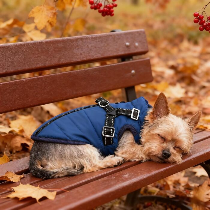 Зимовий одяг для собак з шлейкою, 3-в-1, водонепроникний, вітронепроникний, теплий та зручний. Підходить для собак та котів маленьких, середніх та великих порід (Чорний, 5XL)
