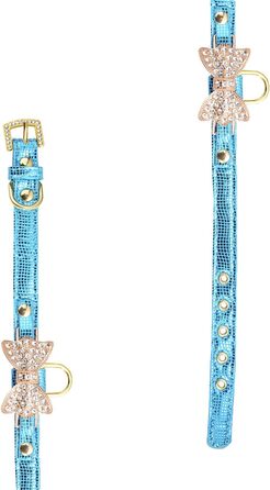 Шкіряне нашийник LOVPE з кільцем для маленьких собак/котів, регульований, розмір XS, рожевий (S, блакитний)