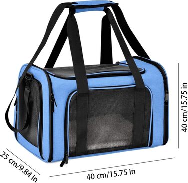 Транспортувальна переноска для котів та маленьких собак, складана, для подорожей (блакитна)