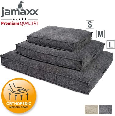 JAMAXX Преміум подушка для собак ортопедична, 120x90 см, сіра, знімний чохол з Chinille