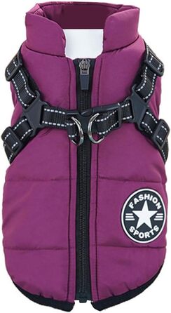 Зимове обіднє намисто для собак, одяг для цуценят, жилет, одяг для собак, світловідбиваючий, водонепроникний, для маленьких та середніх собак (S, фіолетовий)