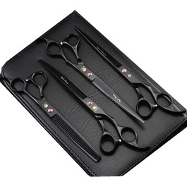 Професійна фенувальна ножиця для тварин Purple Dragon, 20.3 см (1 пряма, 1 розріджувальна, 2 вигнуті)