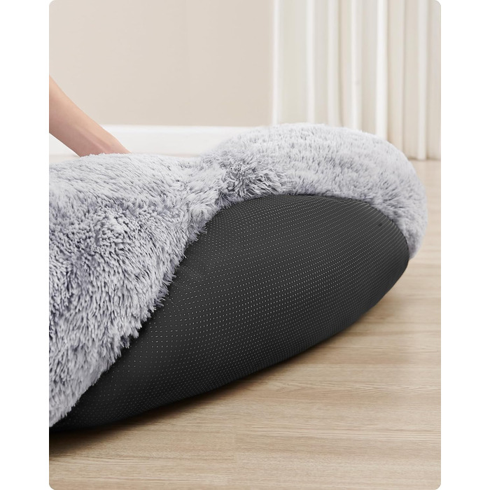 Кругле ліжко для собак та котів Feandrea з м'яким плюшем, діаметр 140 см, Ombré-Сірий колір, знімний наповнювач