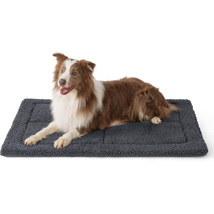 Килимок для собак BEDSURE великих порід - 104x69 см, миючий, Sherpa-плюш, з високощільним наповнювачем, темно-сірий
