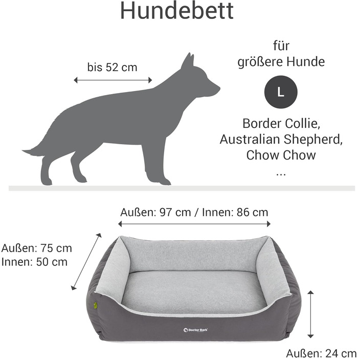 Ліжко для собак середніх порід Doctor Bark - м'яке та зручне, зелений колір (97x75 см)