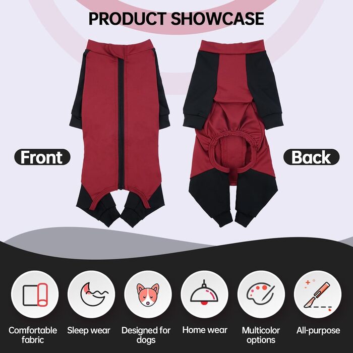 Комбінезон для собак Hjyokuso з ніжками, піжама для собак середніх порід, післяопераційний одяг для собак, червоний