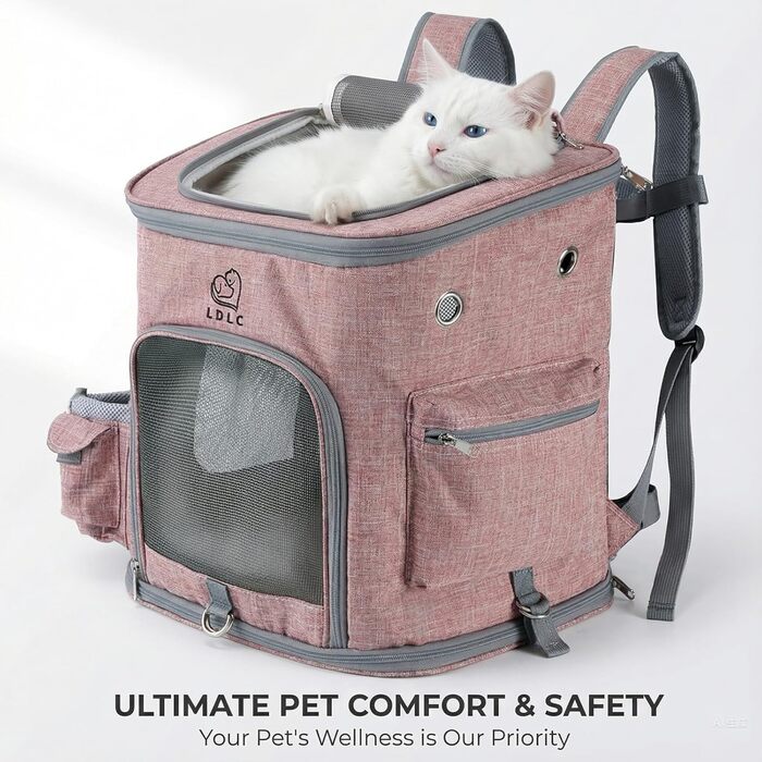 Рюкзак-переноска для собак та котів з сіткою, високоякісна переноска для маленьких собак, котів, кроликів, 28x27x43 см (Сірий, M)