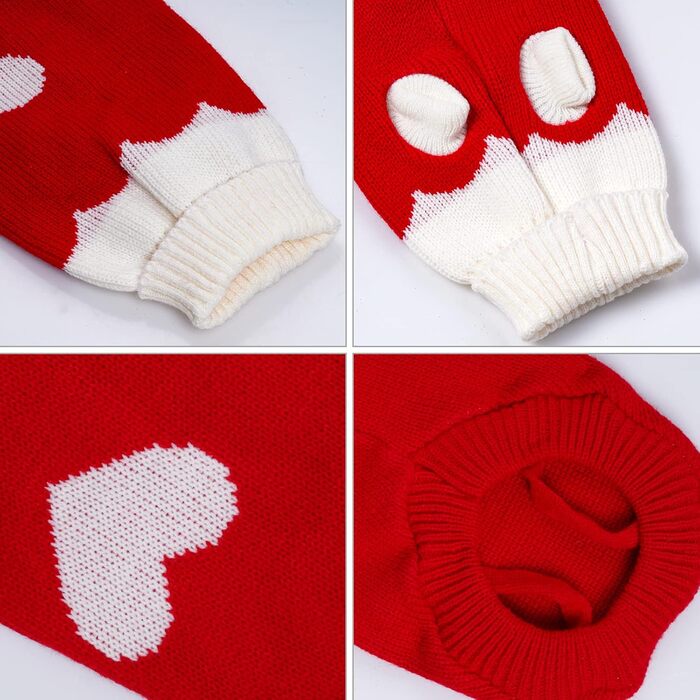 Пуловер для собак, рогатий, теплий, зимовий, для цуценят, на День святого Валентина, на Різдво, для котів та собак, розмір S (Small)