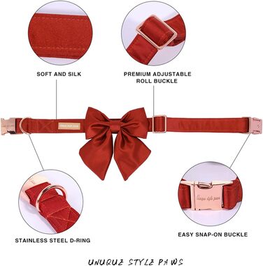 Шовковий ошийник для собак Mandarine, регульований, довговічний, з бантиком, для великих собак, розмір M