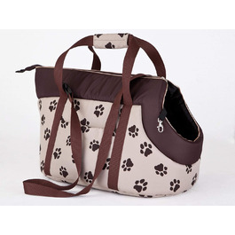 Сумка-переноска для собак та котів, розмір S/L, бежева з лапами