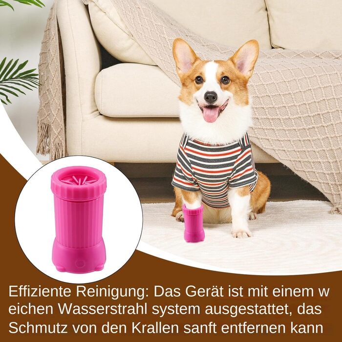 Автоматичний очищувач лап для собак | Автоматичний очищувач лап PAW, портативний пристрій для догляду за котами, USB-пристрій для миття лап, для брудних кігтів (рожевий)