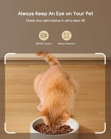 Автоматична годівниця для котів Faroro з WiFi, HD-відео 3MP, нічним баченням, 4 л, двостороннім аудіо, керуванням через додаток, детекцією руху та подвійним живленням