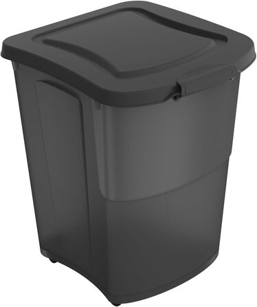 Контейнер для корму Rotho Archie, 38 л, харчовий пластик, BPA Free, з кришкою, чорний прозорий (41x37x50 см)