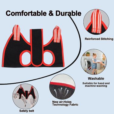 Гамак для грумінгу собак та котів, нашийник для догляду за шерстю, нігтями, вухами та очима (XS, 16.5 см), чорний