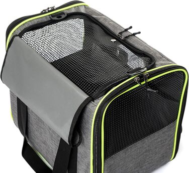 Транспортна сумка для котів та собак BRAVE PAWS, сіра, з міцного пластикового сітки, зручна, дихаюча, з безпечними застібками-блискавками та складною мискою