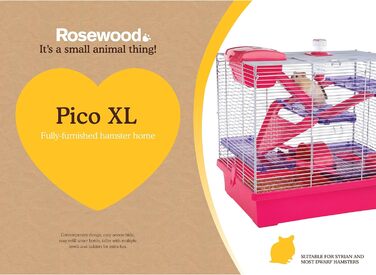 Клітка для хом'яків Rosewood Pico XL, рожева, 50x36x45 см