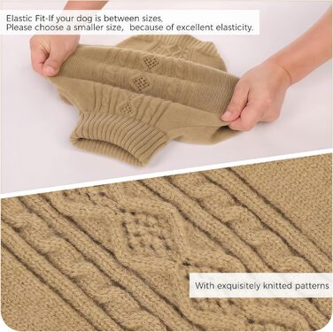 Теплий зимовий пуловер для собак середніх порід, з коміром-горловиною, хакі, розмір M (обхват грудей 44 см)