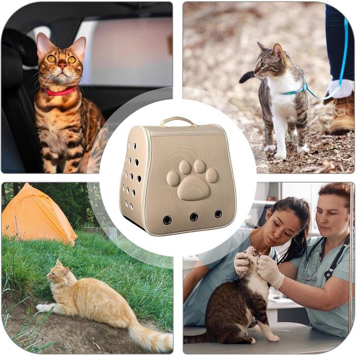 Транспортна сумка для котів та домашніх тварин, дихаюча переноска для котів, маленька переносна сумка для котів та собак, зручна сумка для тварин у подорож (хакі)