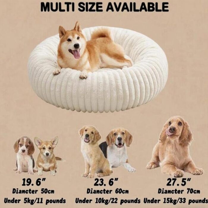 М'яке ліжко для домашніх тварин: круглі лежанки для собак та котів, діаметр 50 см, бежевий колір