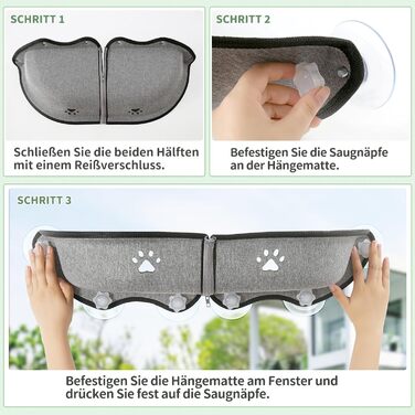 Кішка ліжко на вікно GUUSII HOME - гамак для котів, сіре, 71x19x9 см