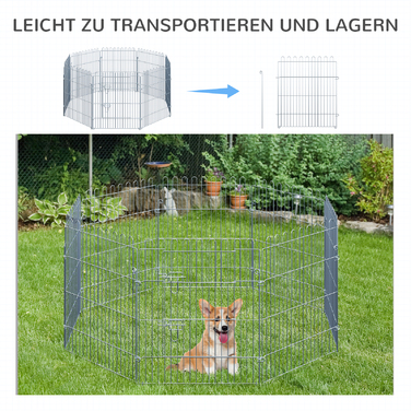 PawHut Відкритий вольєр для цуценят з 8 частин Puppy Run & Playpen, 63x76 см, безпечний і стайня | Аосом