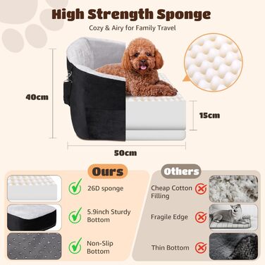 Автокрісло для собак Nobleza до 13 кг, 50x50x40 см, з підняттям, кишенями та поводок