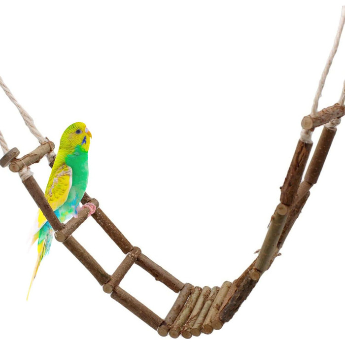 Ручна драбинка для хвилястих папуг Vogelgaleria, 80 см, з натурального дерева, для клітки, підвісна міст-драбина