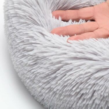 Крісло-лежанка для собак та котів, подушка-кільце, плюшеве, сіре, 50 см, знімний наповнювач