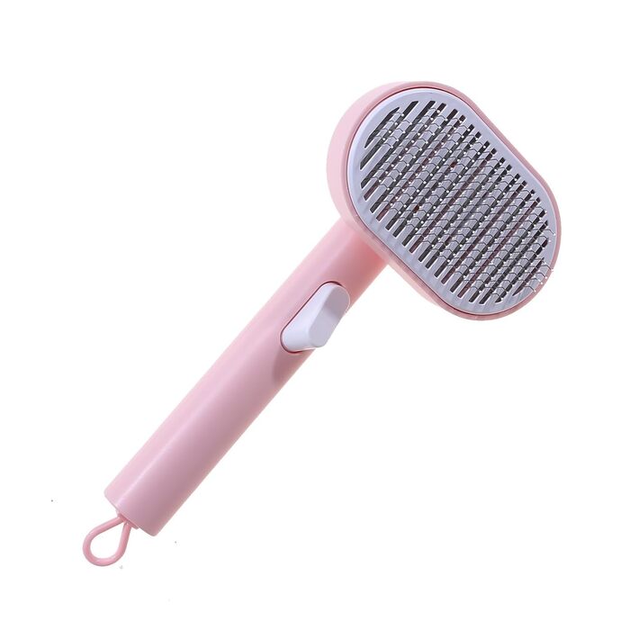 Самоочищувана щітка для котів та собак з підшерстком. Рожева, для довгої та короткої шерсті. Легка у використанні