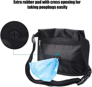 Сумка для корму для собак, навчальна сумка, кишенька для ласощів з дозатором кульок для прибирання, магнітна застібка, регульований плечовий ремінь для дресирування собак, кишеня для ласощів також для коней, чорна