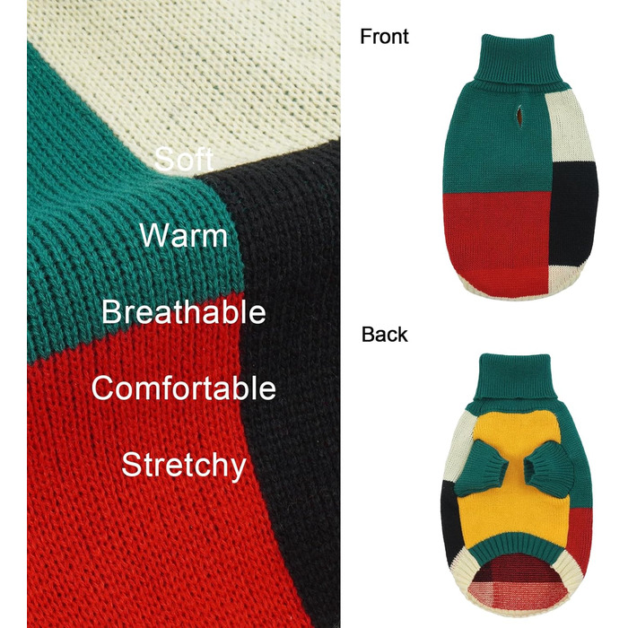 Вовняний пуловер для собак Hjumarayan, вінтажний стиль, для маленьких собак, зелений (XS)