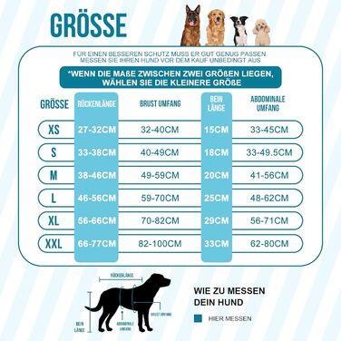Комбінезон для собак після операції, дихаючий, для задніх лап, синій, XS (довжина спини 27-32 см, довжина лап 15 см)
