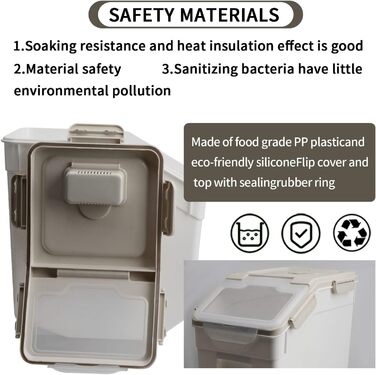 Контейнер для зберігання корму для собак великого об'єму (13,6 кг) з ложкою та мірним стаканчиком (сірий)