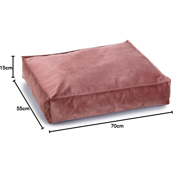 Подушка для собак Lotte Nalino, велюр, сіра (рожева), 70x55x15 см