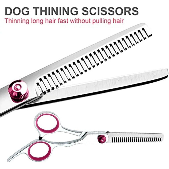 Професійний набір ножиць для грумінгу собак 4 в 1, 6 дюймів, ножиці для стрижки шерсті собак, прямі та зігнуті ножиці, ножиці для фінальної обробки з зубчиками