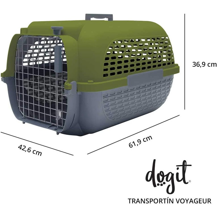 Транспортна переноска Dogit Catit Voyaguer для домашніх тварин, розмір L, 61x41x37 см, сіро-хаки, пластикова