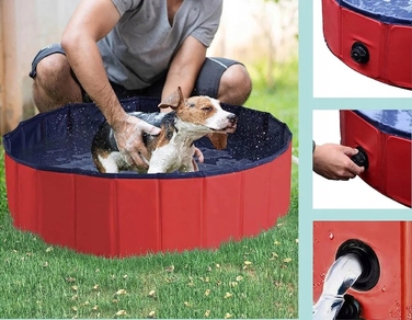 Складальний басейн для собак, червоний, 160 x 30 см, ПВХ