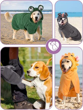 Рушник для собак Badeantel, з мікрофібри, швидковисихаючий, для великих, середніх та маленьких собак/котів (зелений, S, Сіре Носоріг)