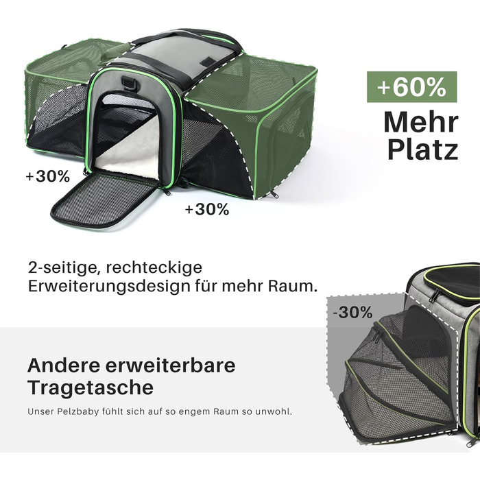 Транспортна переноска для котів та маленьких собак Gardner Pet, складана, з регульованим об'ємом, дихаюча, з плечовим ременем, BPA-free, M Basic