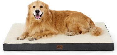 Ортопедичне ліжко для собак BEDSURE великих порід - 112x81x7.6 см, м'яке, миється, сіре/бежеве