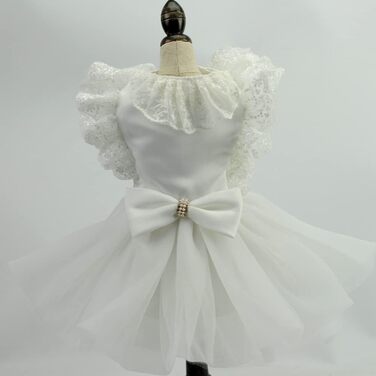 Біле сукня для собак та котів з бантиком, Тюту, для свят та вечірок, розмір L