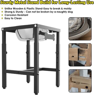 Підставка для годівниці для собак ADENGL з нержавіючою мискою, об'ємом 2.9 л, з антипроливною матю