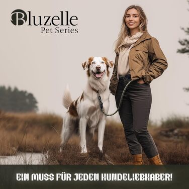 Регульований повідець BLUZELLE для середніх і великих собак, 3 м, подвійний паракордовий повідець на 2 собак із 2 міцними алюмінієвими карабінами, зі світловідбивними елементами та шкіряними вставками, зелений