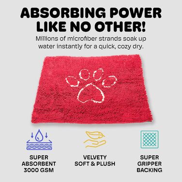 Килимок для собак Dog Gone Smart Dirty Dog: швидковисихаючий, з антиковзким покриттям, для чистого підлого – надзвичайно поглинаючий, придатний для прання, каштанового кольору, 51 x 79 см