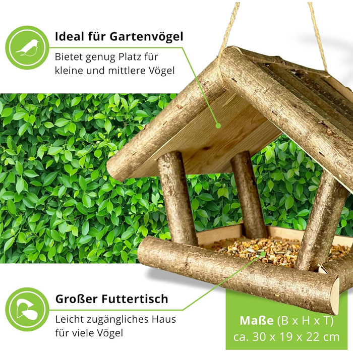 Пташник для саду GARTENETAGE: підвісний, вологостійкий, з горіха, для балкона та саду