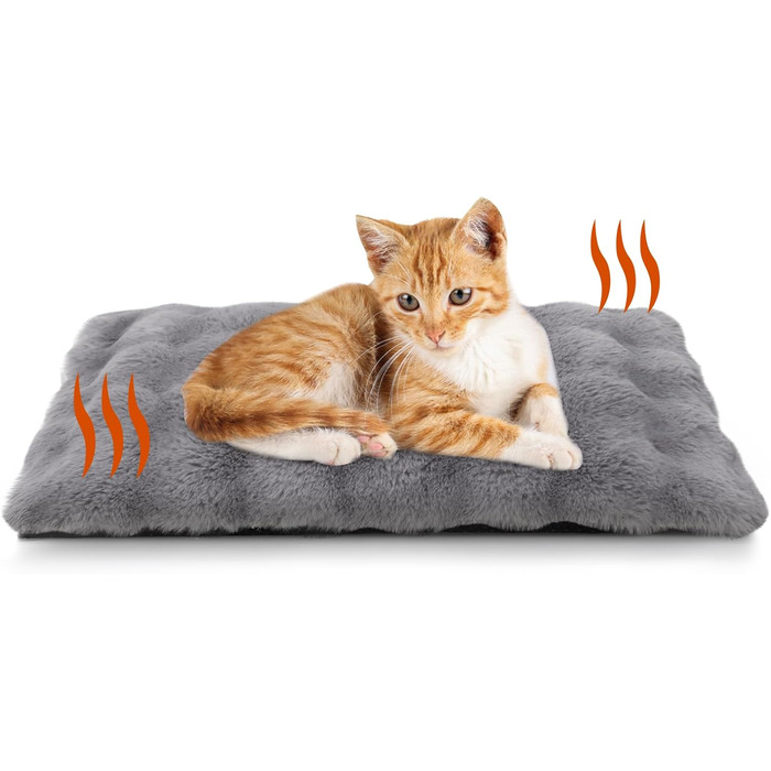 Самогріюча ковдра для котів та собак XIAPIA, фланелева, без кабелів, тепла, миється, термоковдра для котів, подушка для котів, для дому та авто, сіра, 60 x 45 см, M
